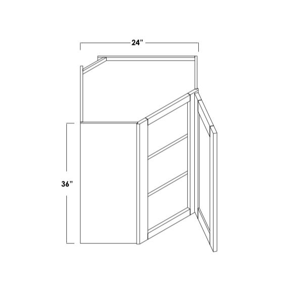 WDC2436R - Assembled Cream White Shaker - Corner Wall Cabinet - Single Door - 24"W x 36"H x 12"D - Hinges on Right