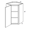 WDC2436L- Assembled Dove White Shaker - Corner Wall Cabinet - Single Door - 24"W x 36"H x 12"D - Hinges on Left