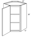WDC2436L- Assembled Dove White Shaker - Corner Wall Cabinet - Single Door - 24"W x 36"H x 12"D - Hinges on Left
