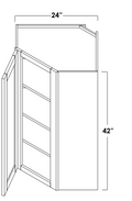 WDC2442L - Assembled Sage Green Shaker - Corner Wall Cabinet - Single Door - 24"W x 42"H x 12"D - Hinges on Left