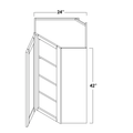 WDC2442L - Assembled Cream White Shaker - Corner Wall Cabinet - Single Door - 24"W x 42"H x 12"D - Hinges on Left