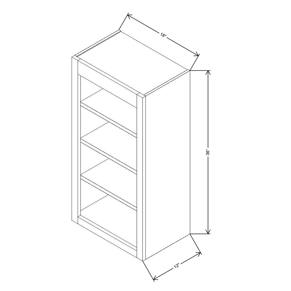 Fabuwood Allure Galaxy Nickel 18" W X 36" H X 12" D Wall Open Shelf Cabinet