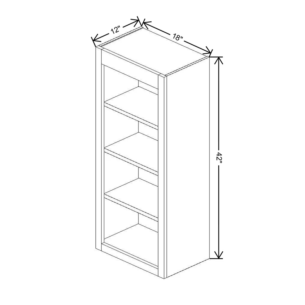 Fabuwood Allure Echo Cloud White 18" W X 42" H X 12" D Wall Open Shelf Cabinet
