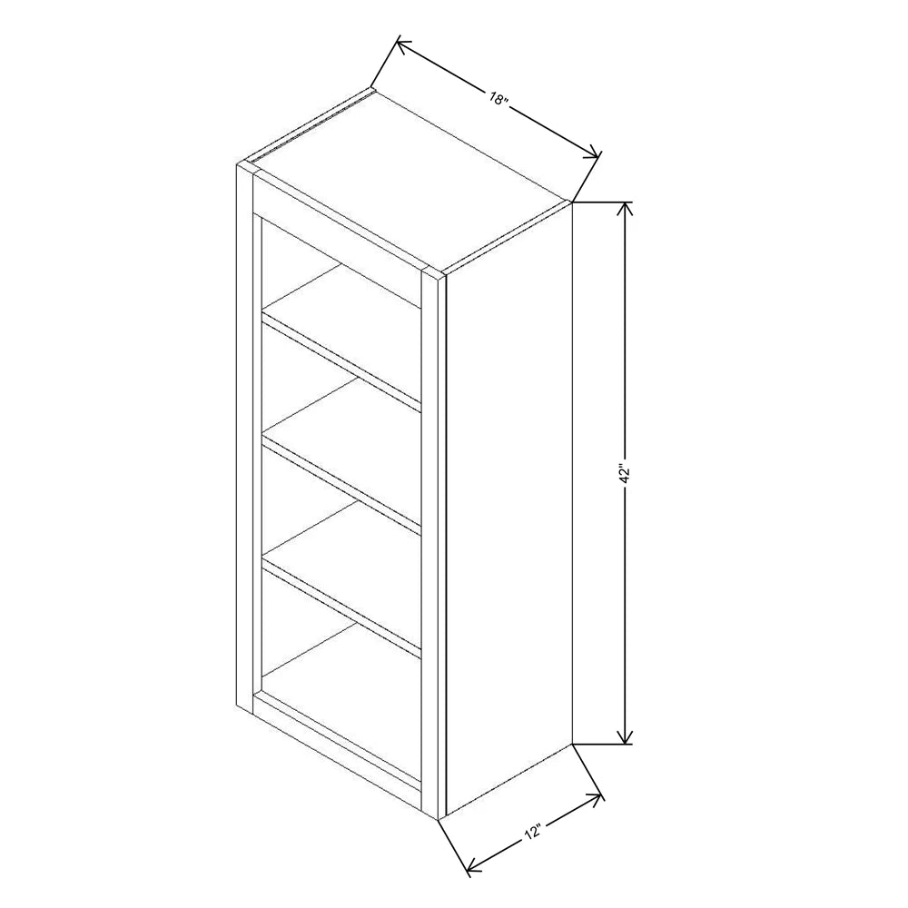 Fabuwood Allure Galaxy Cobblestone 18" W X 42" H X 12" D Wall Open Shelf Cabinet