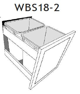 WBS18-2 - Assembled Perla Raised Panel - Accessory - WASTE BASKET 18"-2 INSERT (Order 2 RV358) - 14 1/4" X 17 1/2" X 21"