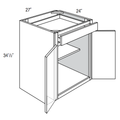 B27 - Assembled Toffee Shaker - Base Cabinet - Double Door/Single Drawer - 27"W x 34.5"H x 24"D