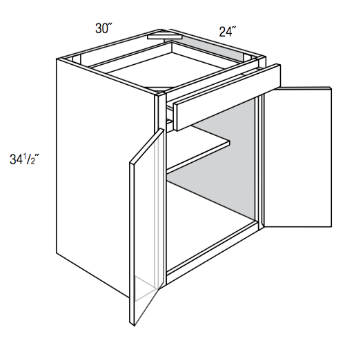 B30 - Assembled Soda Shaker - Base Cabinet - Double Door/Single Drawer - 30"W x 34.5"H x 24"D