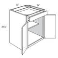 B30 - Assembled Unfinished Shaker - Base Cabinet - Double Door/Single Drawer - 30"W x 34.5"H x 24"D