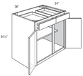 B36 - Assembled Cream White Shaker - Base Cabinet - Double Door/Double Drawer - 36"W x 34.5"H x 24"D