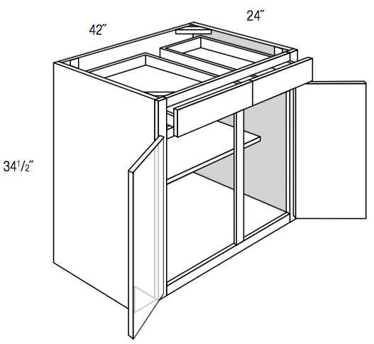 B42 - RTA Sandy Mirage Shaker - Base Cabinet - Double Door/Double Drawer - 42"W x 34.5"H x 24"D