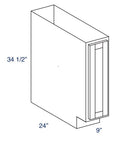 B09 - RTA Avalon Raised Panel - Full Height Door Base Cabinet - Single Door - 9"W x 34.5"H x 24"D
