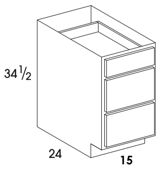 DB15-3 - Assembled Dove White Shaker - Drawer Base Cabinet - Triple Drawers - 15"W x 34.5"H x 24"D