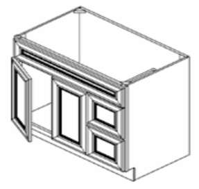 FA4221DL - Assembled Smoky Gray Double Shaker - VANITY 42" X 21" DOORS ON THE LEFT - 42" X 34 1/2" X 21"