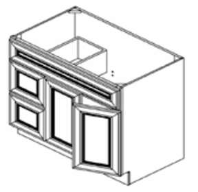 FA4221DR - Assembled Smoky Gray Double Shaker - VANITY 42" X 21" DOORS ON THE RIGHT - 42" X 34 1/2" X 21"