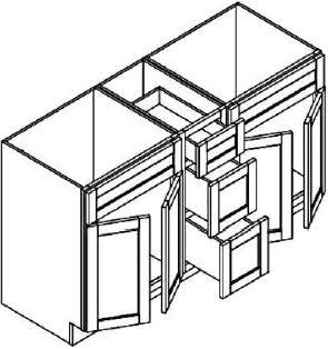 FA6021D - Assembled Smoky Gray Double Shaker - VANITY 60" X 21" DOUBLE SINKS - 60" X 34 1/2" X 21"