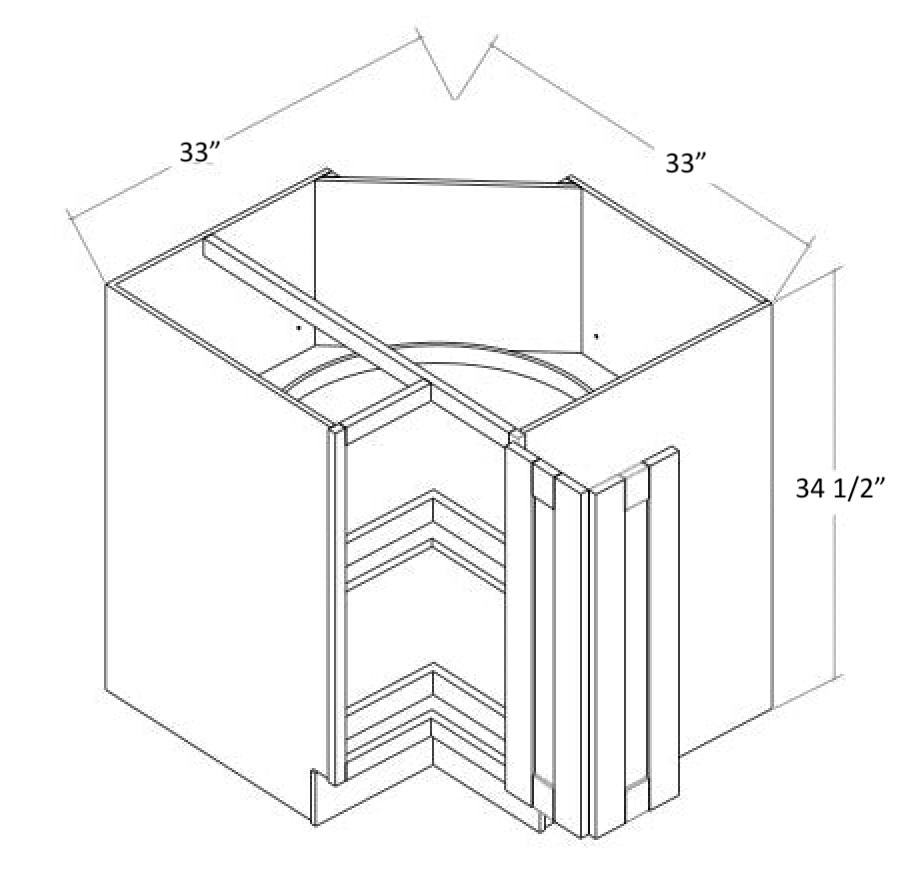 BLS33N - Assembled Soda Shaker - Lazy Susan Corner Cabinet - Bi Fold Doors - No Tray - 1 Shelf