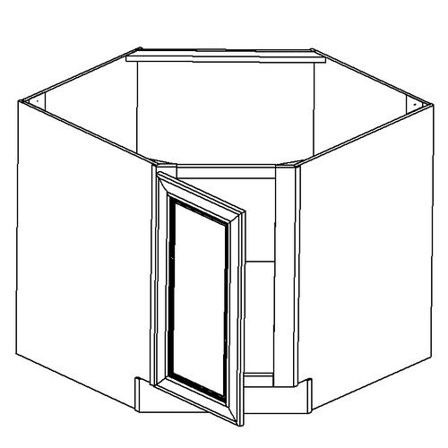 CSB36 - Assembled Aria Blue Shaker - Diagonal Corner Base Cabinet