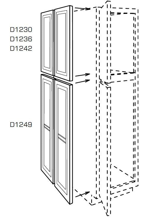 D1249 - Assembled Toffee Shaker - Door - LOWER SINGLE DOOR FOR 24" WIDE PANTRY - 12" X 49 1/4" X 3/4"