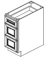 DB12-3 - Assembled Sterling Shaker - 3-Drawer Base Cabinet