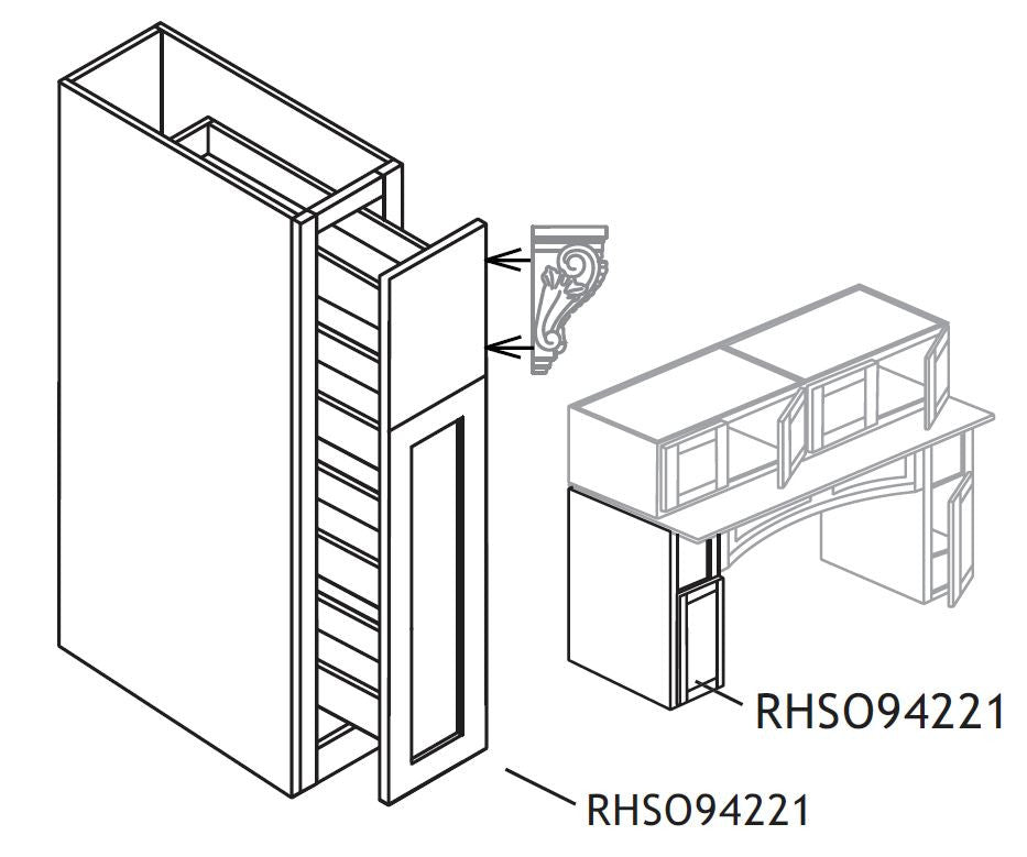 RHS094221 - Assembled Soda Shaker - Hearth Hood Cabinet Pull-Out Pier