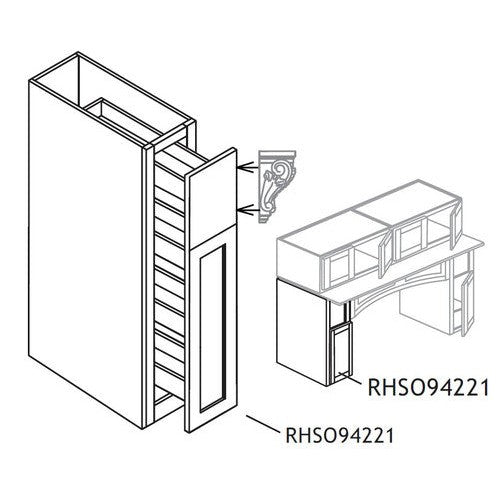 RHS094221 - Assembled Sterling Gray Shaker - Hearth Hood Cabinet Pull-Out Pier
