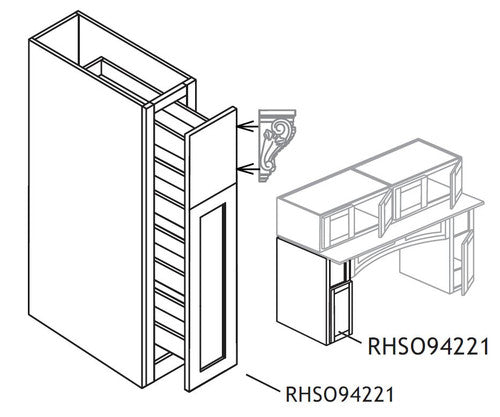 RHS094221 - Assembled Sterling Shaker - Hearth Hood Cabinet Pull-Out Pier