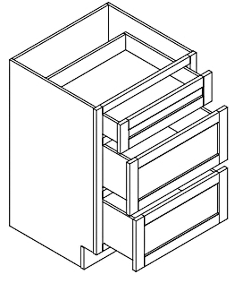 SVA24D - Assembled Sterling Gray Shaker - Vanity Drawer Base Cabinet - Vanity Drawer Base - Triple Drawers - 24"W x 34.5"H x 21"D