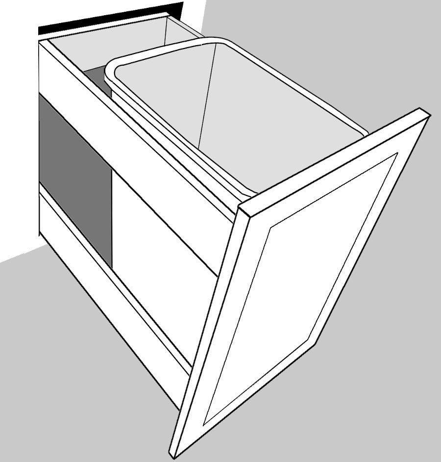 WBS15-1 - Assembled Sage Green Shaker - Accessory - WASTE BASKET 15"-1 INSERT (Order 1 RV358) - 11 1/4" X 17 1/2" X 21"
