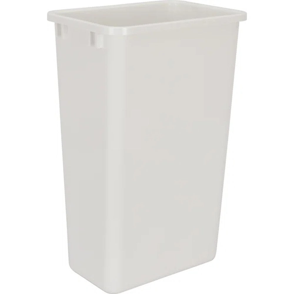 White plastic open kitchen trash can for a Jarlin waste basket pull-out cabinet