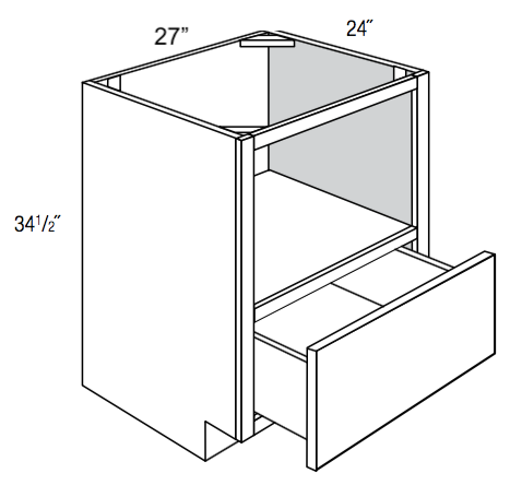 BMC27 - RTA Avalon Raised Panel - Microwave Base Cabinet - Microwave Opening and Single Drawer - 27"W x 34.5"H x 24"D