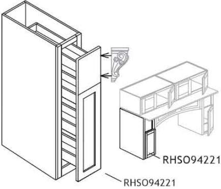 RHS094221 - Assembled Perla Raised Panel - HEARTH HOOD PIER 9" X 42" X 21" - 9" X 42 X 21"