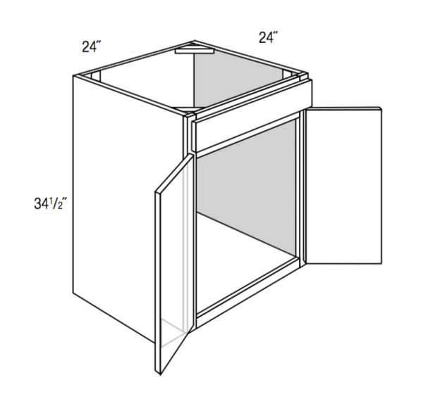 SB24 - Assembled Cream White Shaker - Sink Base Cabinet - Double Doors/False Drawer Front - 24"W x 34.5"H x 24"D