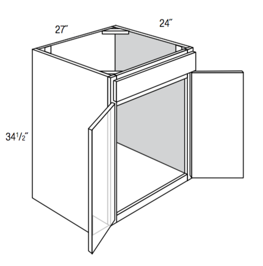 SB27 - RTA Newport Raised Panel - Sink Base Cabinet - Double Doors/False Drawer Front - 27"W x 34.5"H x 24"D