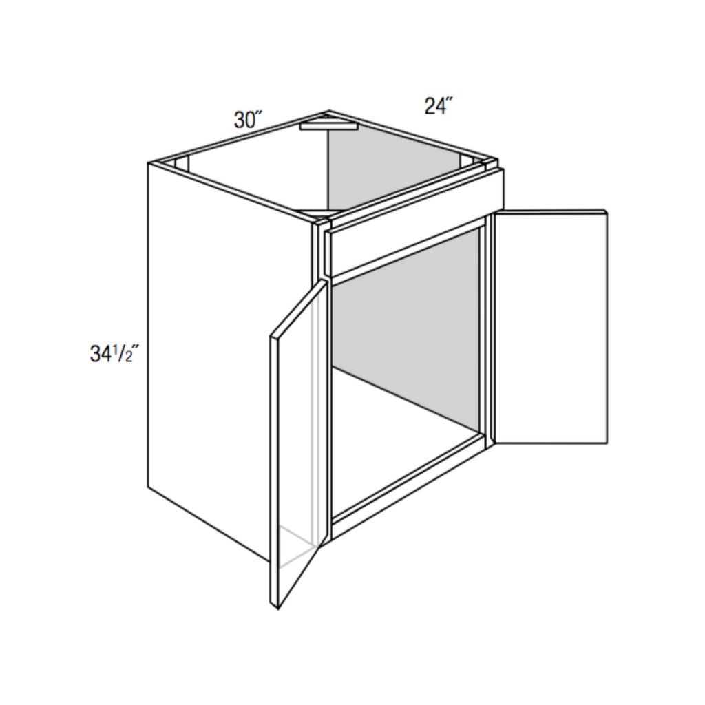 SB30 - RTA Charlton Raised Panel - Sink Base Cabinet - Double Doors/False Drawer Front - 30"W x 34.5"H x 24"D
