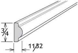 SBIM8 - RTA Newport Raised Panel - SINGLE BEAD INSERT MOLDING 3/4 X 11/32 X 96 - 3/4" X 11/32" X 96"