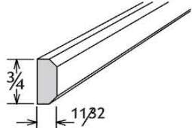 SIM8 - RTA Unfinished Shaker - SHAKER INSERT MOLDING 3/4" X 11/32" X 96" - 3/4" X 11/32" X 96"