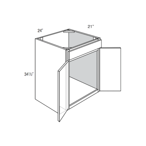 VA2421 - Assembled Sterling Gray Shaker - Vanity Sink Base Cabinet - Double Door/False Drawer Front - 24"W x 34.5"H x 21"D