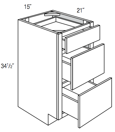 SVA15D - RTA Sandy Mirage Shaker - Vanity Drawer Base - Triple Drawers - 15"W x 34.5"H x 21"D