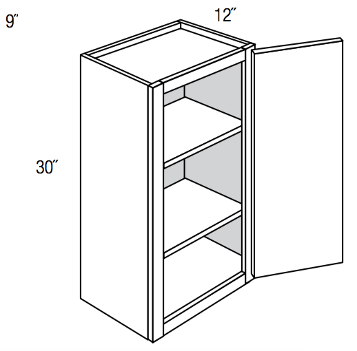 W0930 - RTA Avalon Raised Panel - Wall Cabinet - Two Double Doors/Two False Drawer Front - 9"W x 30"H x 12"D