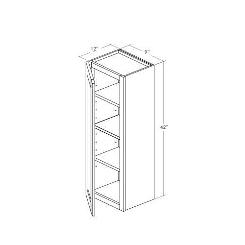 W0942L - Assembled Toffee Shaker - Wall Cabinet - Single Door - 9"W x 42"H x 12"D - Hinges on Left