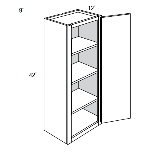 W0942 - RTA Avalon Raised Panel - Wall Cabinet - Single Door - 9"W x 42"H x 12"D