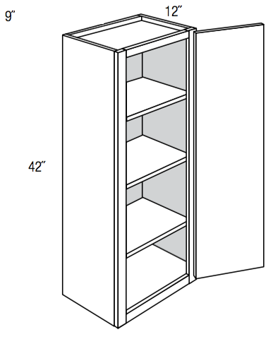 W0942 - RTA Avalon Raised Panel - Wall Cabinet - Single Door - 9"W x 42"H x 12"D