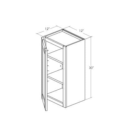 W1230L - Assembled Sage Green Shaker - Wall Cabinet - Single Door - 12"W x 30"H x 12"D - Hinges on Left