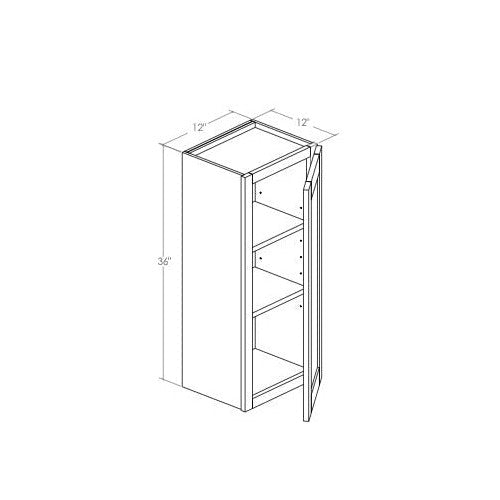 W1236 - RTA Newport Raised Panel - Wall Cabinet - Single Door - 12"W x 36"H x 12"D