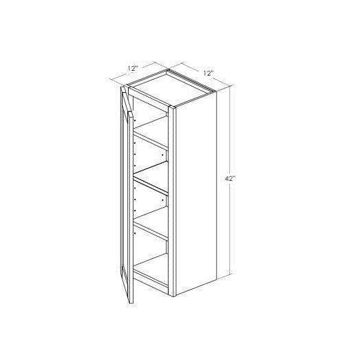W1242L - Assembled Dove White Shaker - Wall Cabinet - Single Door - 12"W x 42"H x 12"D - Hinges on Left