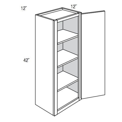 W1242 - RTA Avalon Raised Panel - Wall Cabinet - Single Door - 12"W x 42"H x 12"D