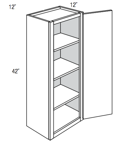 W1242 - RTA Avalon Raised Panel - Wall Cabinet - Single Door - 12"W x 42"H x 12"D
