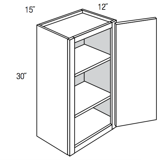 W1530 - RTA Avalon Raised Panel - Wall Cabinet - Single Door - 15"W x 30"H x 12"D