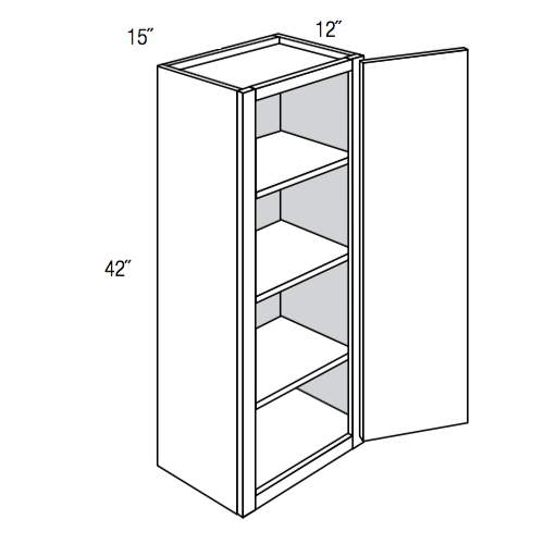 W1542 - RTA Avalon Raised Panel - Wall Cabinet - Single Door - 15"W x 42"H x 12"D