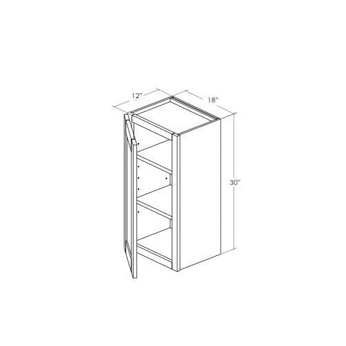 W1830L - Assembled Sage Green Shaker - Wall Cabinet - Single Door - 18"W x 30"H x 12"D - Hinges on Left